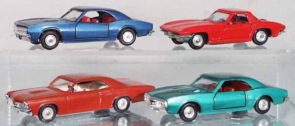 4 SABRA AUTOS: Israel, die cast w/plastic bases, 8120 Camaro, 8105 Corvette, 8107 Pontiac GTO, 8119 Firebird, C8.