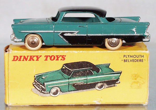FRENCH DINKY 24D PLYMOUTH BELVEDERE: green & black, orig box worn & missing 1 end, C7.