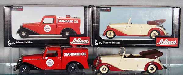 2 SCHUCO SPECIAL EDITION AUTOS: 00044 & 00061 Mercedes vehicles, litho tin, both are windup working, orig boxes, C9.