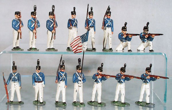 15 TIMPO WEST POINT CADETS: 2 1/2 in tall, 1 plume broken, C4-5.