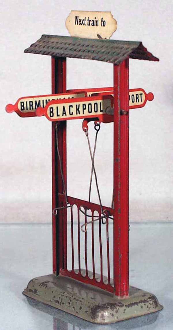 BING 504001 ENGLISH DESTINATION BOARD: handpainted & litho tin, some wear to base, 8 in tall, C5-6.