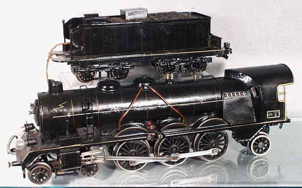 MARKLIN AH4021/1 PLM LOCO & TENDER: 1 ga, handpainted tin, black, C6-7.