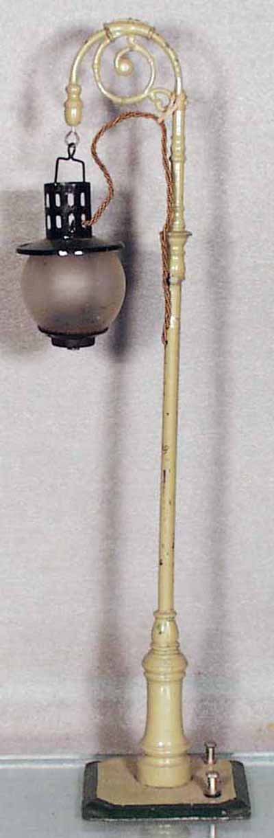 BING 2/550 LAMP POST: handpainted tin, glass globe, electric, 14 1/2 in tall, C6.