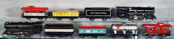 2 MARX TRAIN SETS: O ga, set 8994, loco, NYC tender scratched, gondola, caboose, track & transformer; set 5610, loco, NYC tender, gondola, tank, caboose, track & transformer, orig set boxes minor wear, C4-8.