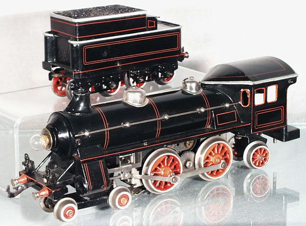 BING 11/866/0 LOCO & TENDER: O ga, handpainted tin, electric, 17 1/2 in long, C7.