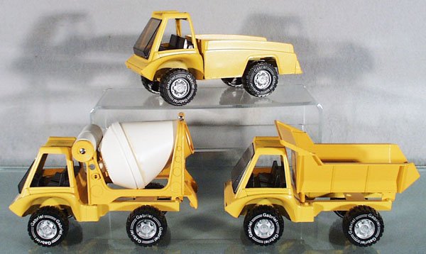5 HUBLEY & GABRIEL CONSTRUCTION TOYS: painted die cast & plastic, 7 1/2 in long, C7-9.