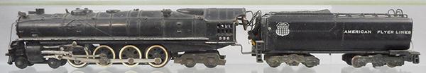 AMERICAN FLYER 336 NORTHERN LOCO & TENDER: S ga, Northern loco w/smoke & choo choo, tender has reverse & air chime, small motor version, C6-7.
