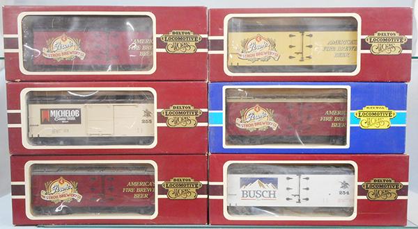 6 DELTON BEER REEFERS: G ga, 4 #4258 Strohs, 3 red, 1 white, 4257 Busch, 4255 Michelob, orig boxes & inserts minor wear, C8.