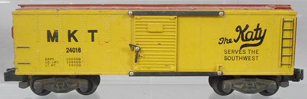 AMERICAN FLYER 24016 MKT BOX CAR: S ga, scratch on roof, 2 small chips on edge, C6-7.