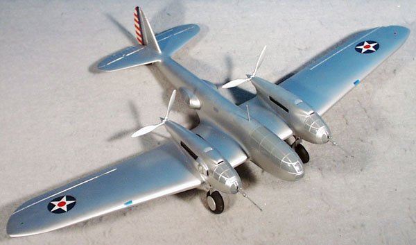 US ARMY FIGHTER BOMBER PLANE: handpainted hardwood, made from Cleveland Model plans from the 40's to 60's, 26" wingspan, has 2 rear details, missing landing gear door on 1 side, small chip on end of 1 wing, good detail, expertly d