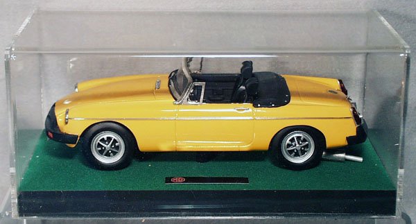 RAE MGB ROADSTER: die cast, 7 1/2" long, sealed in display case, C10.