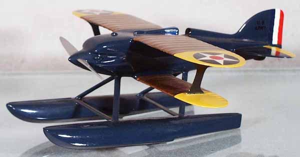 CURTISS R3C-2 AIRPLANE: handpainted hardwood, made from Cleveland Model plans from the 40's to 60's, 8 1/2" wingspan, good detail, expertly done, C8.