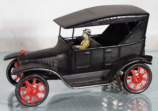 BING MODEL T TOURING CAR: litho tin, clockwork working, 6 1/2" long, repainted, C5.