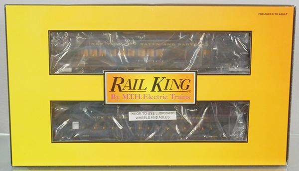 MTH RAIL KING 30-2847-1 NY NH & H RR MU SET: O ga, 4-car MU set, power car has twin motors & sound, orig set box & inserts minor wear, C8-9.