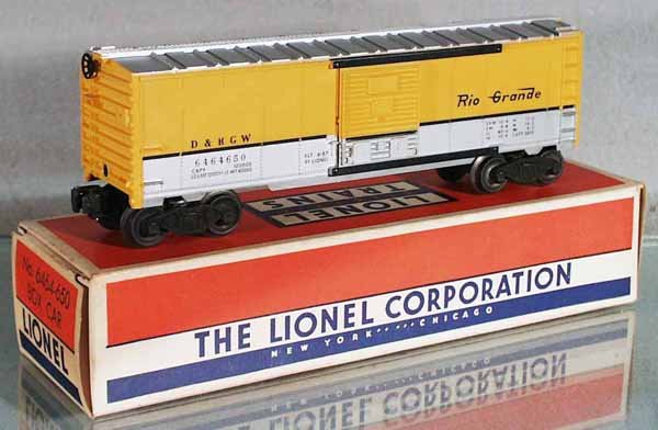LIONEL 6464-650 RIO GRANDE BOX CAR: O ga, type 1 body, orig box, C8-9.