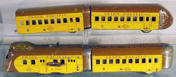 HAFNER UP ZEPHYR TRAIN SET: O ga, M10000 loco, clockwork working, w/2 coaches & obsv, some wear to vestibule, C5.