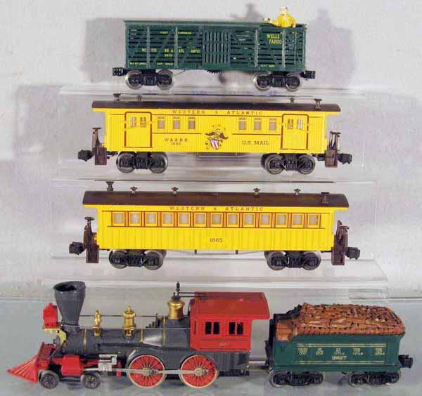 LIONEL GENERAL TRAIN SET: O ga, 1862 loco, 1862T tender, 3370 Wells Fargo car, chips on catwalk ends, 1866 baggage, 1865 coach, C5-7.