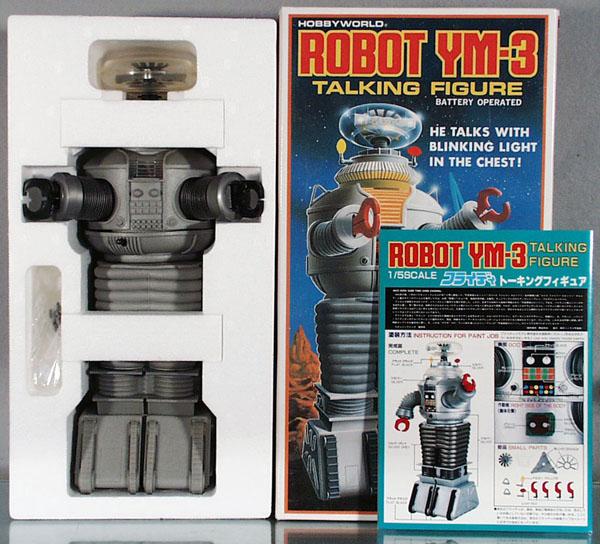 MASUDAYA ROBOT YM-3: Japan, plastic, 16" tall, w/partially assembled plastic kit, battery operated, untested, orig box, C9.