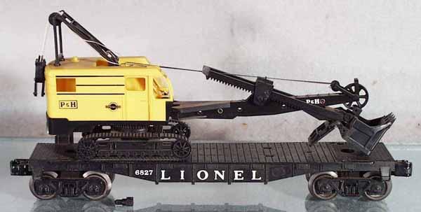 LIONEL 6827 P&H POWERSHOVEL CAR: O ga, complete w/orig powershovel, C7-8.