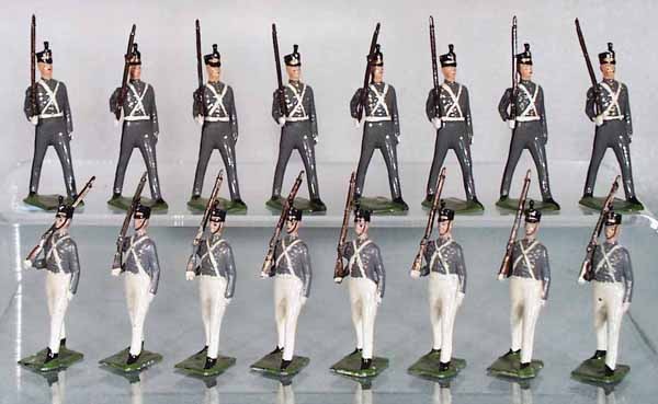 BRITAINS WEST POINT CADETS: 8 #232 Cadets in winter dress, 8 #299 Cadets in summer dress, C6-8.