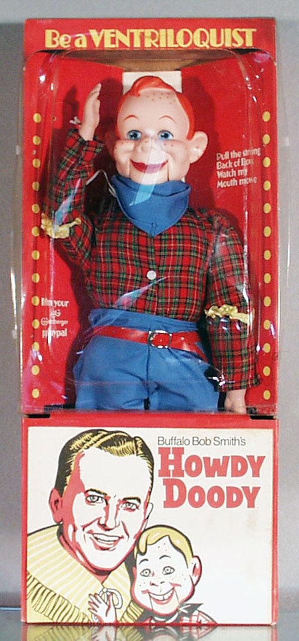 HOWDY DOODY VENTRILOQUIST DOLL: by Goldberger, plush w/plastic head & hands, 23" tall, orig box minor wear, from 1983, C9.