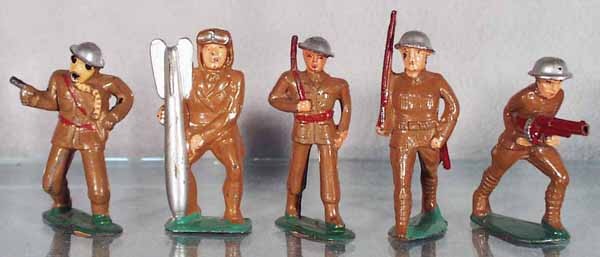 BARCLAY & MANOIL DIMESTORE SOLDIERS: B140, M112, M8, M50, B128, C5-7.