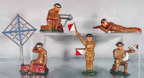 5 BARCLAY DIMESTORE SOLDIERS: B66, B65, B10, B84, B147, C4-7.