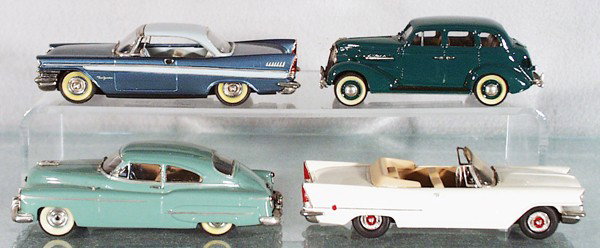 4 MADISON MODELS: die cast, 1957 Chrysler New Yorker Hardtop, 1937 Chevrolet Sedan, 1950 Oldsmobile Club Sedan, 1957 Chrysler 300C Convertible, made in England, C8-9.