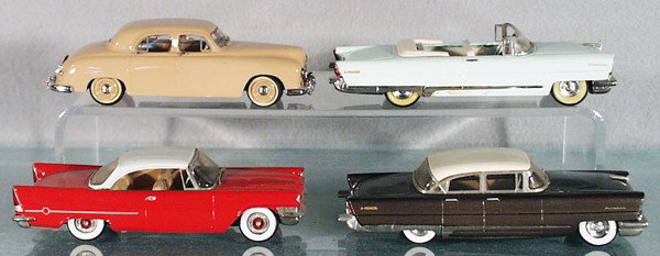 4 MADISON MODELS: die cast, 1947 Kaiser Sedan, 1956 Lincoln Premiere Convertible, missing side mirror, 1956 Lincoln Premiere Sedan, 1957 Chrysler 300C Hardtop, made in England, C8-9.