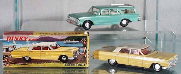 2 DINKY AUTOS: 57/003 Chevrolet Impala, orig box worn & incom, 57/006 Rambler Classic, C6-7.