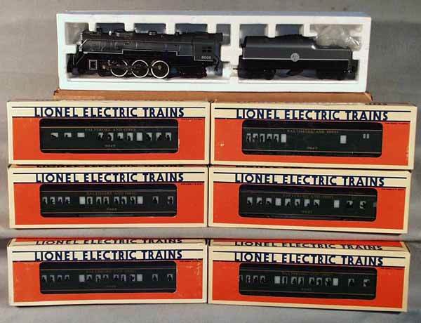 LIONEL TRAIN SET: O ga, 8006 ACL loco & tender, w/B&O cars 19047, 2 #19048, 2 #19049, 19050, obs, loco & tender have shipping carton - not an ob, C8-9. Please read the Conditions of Sale page for information about ship