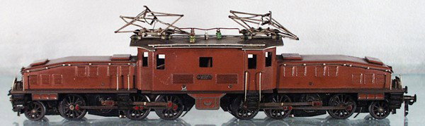 KAISER CROCODILE LOCO: O ga, brown, twin motors, both pantographs need repair, C6-7.