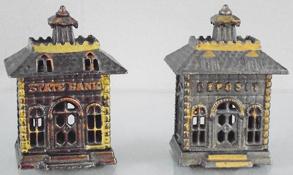 2 GREY IRON STILL BANKS (1 of 2)