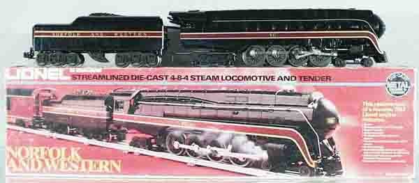 LIONEL N&W TRAIN SET: O ga, 8100 loco & tender, w/cars 9562, 9563, 9564, 9465, 7203, 9567, 19108, 9566, orig boxes minor wear, C8-9.