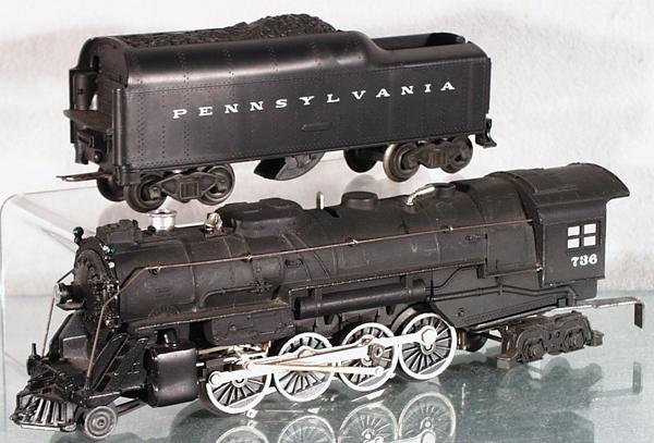 LIONEL 736 BERKSHIRE LOCO & TENDER: O ga, 736 loco, repainted, 2046W tender, shell replaced, C5.