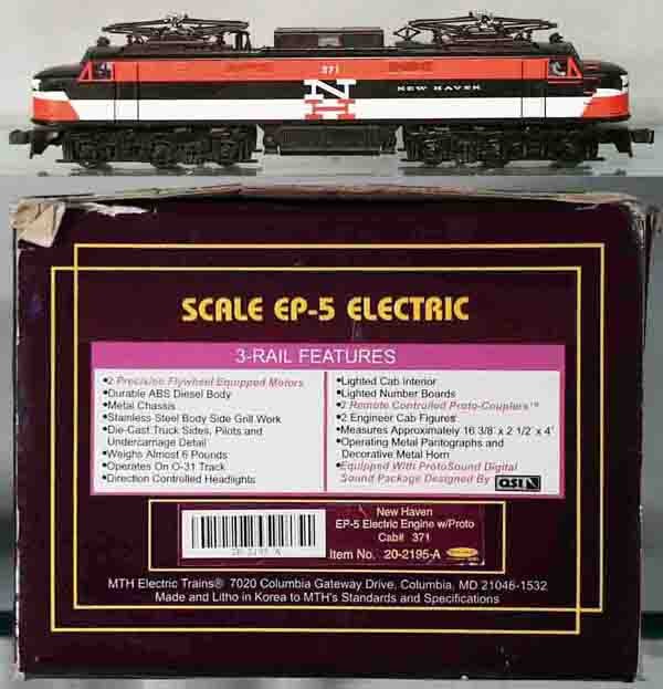 MTH 20-2195A NEW HAVEN EP5: O ga, twin motor w/sound, orig box minor wear, C8-9.