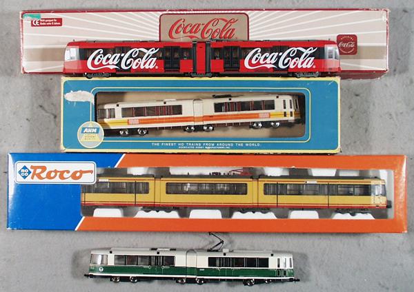 4 S-BAHN TRAINS: HO ga, 2-rail, Roco, AHM, Lemke, orig boxes minor wear, C7-8.