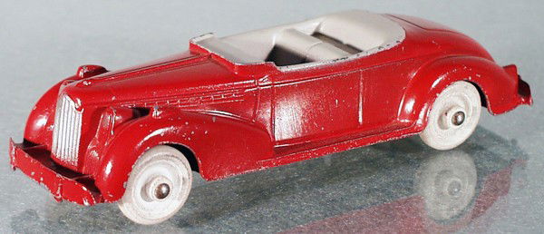 HUBLEY PACKARD ROADSTER: die cast, red, w/litho tin chassis, C6-7.