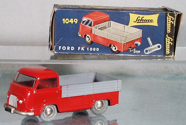 SCHUCO 1049 FORD FK1000 MICRO RACER: red, clockwork working, orig issue, orig box minor wear, C8.