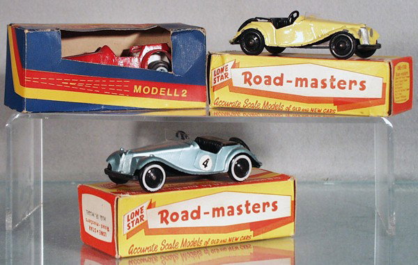 3 MG MODELS: Czech Model & 2 Lone Star models, die cast & plastic, 4" long, orig boxes minor wear, C5-7.