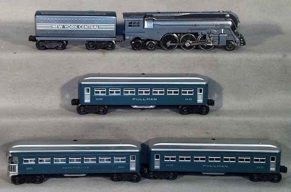 LIONEL TRAIN SET: O ga, 221 loco, 221W tender, 2 #2430 coaches, 2431 obsv, set is professionally restored, C8-9.