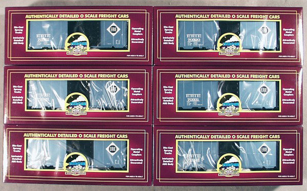 MTH 20-90142 ERIE BOX CAR SET: O ga, contains 20-90142 B through G, orig boxes & inserts, C9-10.