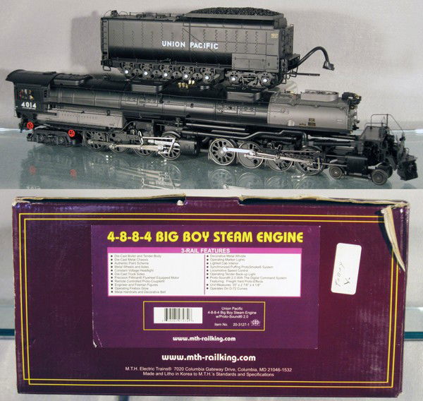 MTH 20-3127-1 UP BIG BOY LOCO & TENDER: O ga, w/smoke & sound, orig box & insert minor wear, C9-10.