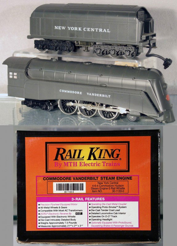 MTH 30-1130-0 NYC COMM. VANDERBILT HUDSON LOCO & T: O ga, w/sound & smoke, orig box & insert minor wear, C9-10.