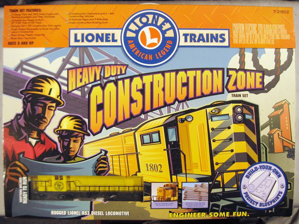LIONEL 21902 CONSTRUCTION TRAIN SET: O ga, loco w/3 gondolas, track & transformer, sealed in orig box, C10.