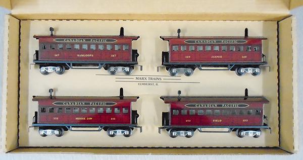 NEW MARX 5193 CANADIAN PACIFIC COACHES: O ga, litho tin, orig box & insert minor wear, C9.