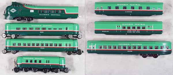PRIDE LINES IC GREEN DIAMOND TRAIN SET: O ga, diesel loco w/5 cars & extra power car, C7-8.
