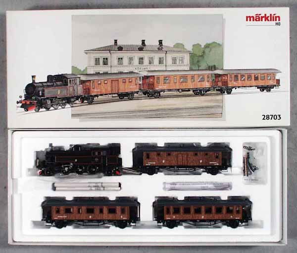 MARKLIN 28703 HISTORIC TRAIN SET: HO ga, orig box & insert, C9-10.