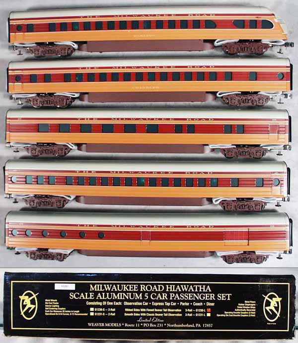WEAVER G1230-L MILWAUKEE RD HIAWATHA 5-CAR SET: O ga, 3-rail, orig set box & insert minor wear, C9-10.