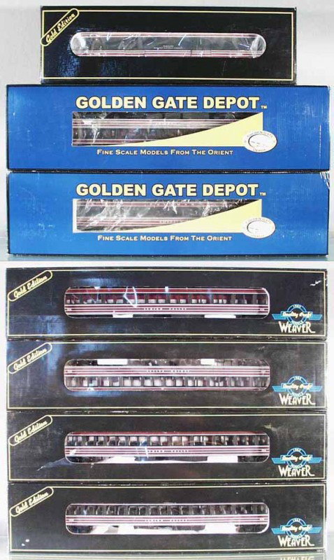 7 LEHIGH VALLEY COACHES: O ga, 4 Weaver Pullman Bradley coaches, Weaver baggage, 2 Golden Gate Depot Pullmans, orig boxes & inserts minor wear, C9-10.
